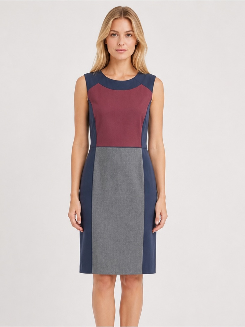 The Limited Collection Color Block Sheath Dress Navy/Maroon/Gray Size 10